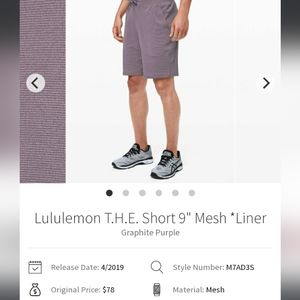 Lululemon L "T.H.E. Short 9" Mesh"